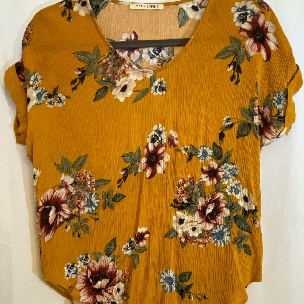 Mustard floral Pink + Sophie top